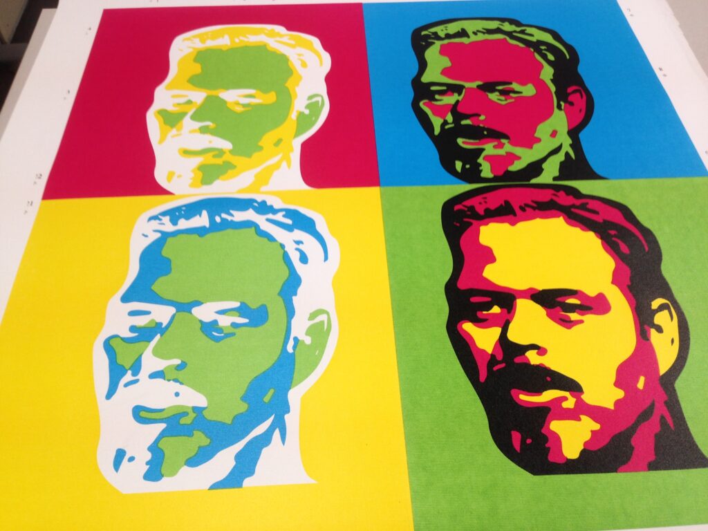 Serigrafie auf Leinwand, Kleinauflage eines PopArt Portraits im Stile von Andy Warhol